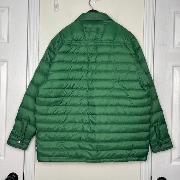 Duluth Trading Co Mens Large Down Quilted Puffer Jacket Forest Green Snap Up - Picture 5 of 11